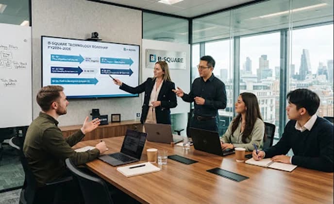 B-Square team presenting an IT consulting strategy